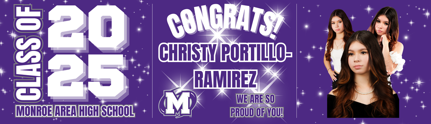 Custom Graduation Banner w/ Grommets 5ft X 16ft