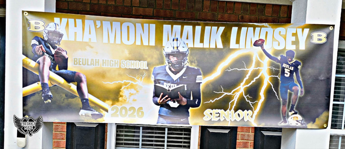 Custom Football Banner w/ Grommets 2X6